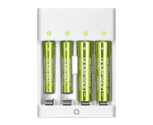 Andersson USB Battery Charger 4 Slots AA/AAA White
