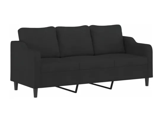Ensemble de canapés 3 pcs avec coussins Noir Tissu
