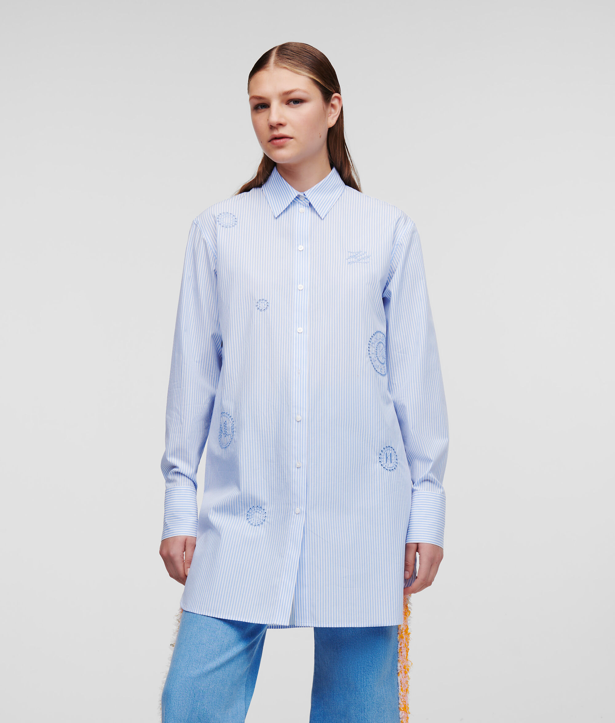 CHEMISE TUNIQUE À RAYURES AVEC BRODERIE KARL CERCLE