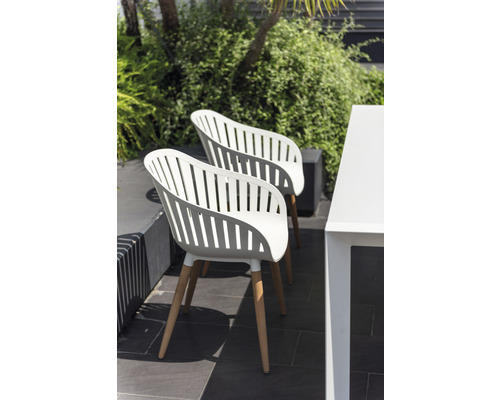 Garden Place Emmi 6-persoons eetkamerset bestaande uit: 6 stoelen, tafel (aluminium, WPC, hout, kunststof, wit)
