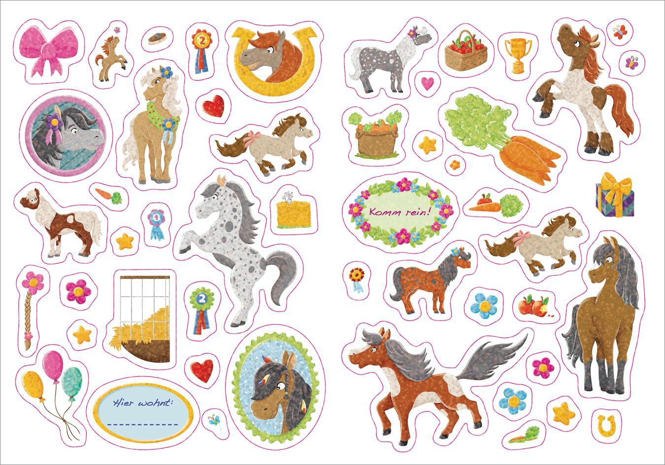 Glitzer-Sticker Bastelspaß. Pferde