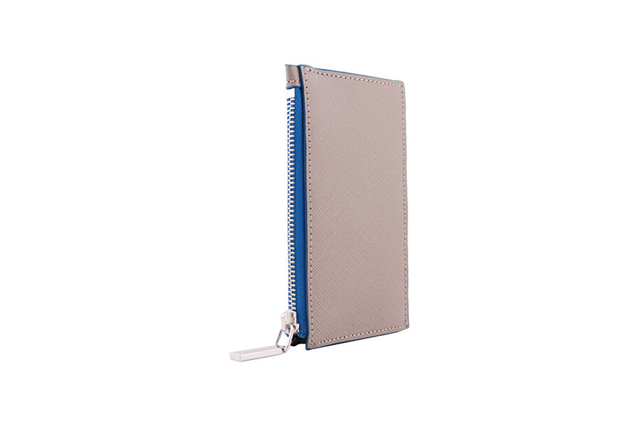 Stair Saffiano zip cardholder taupe