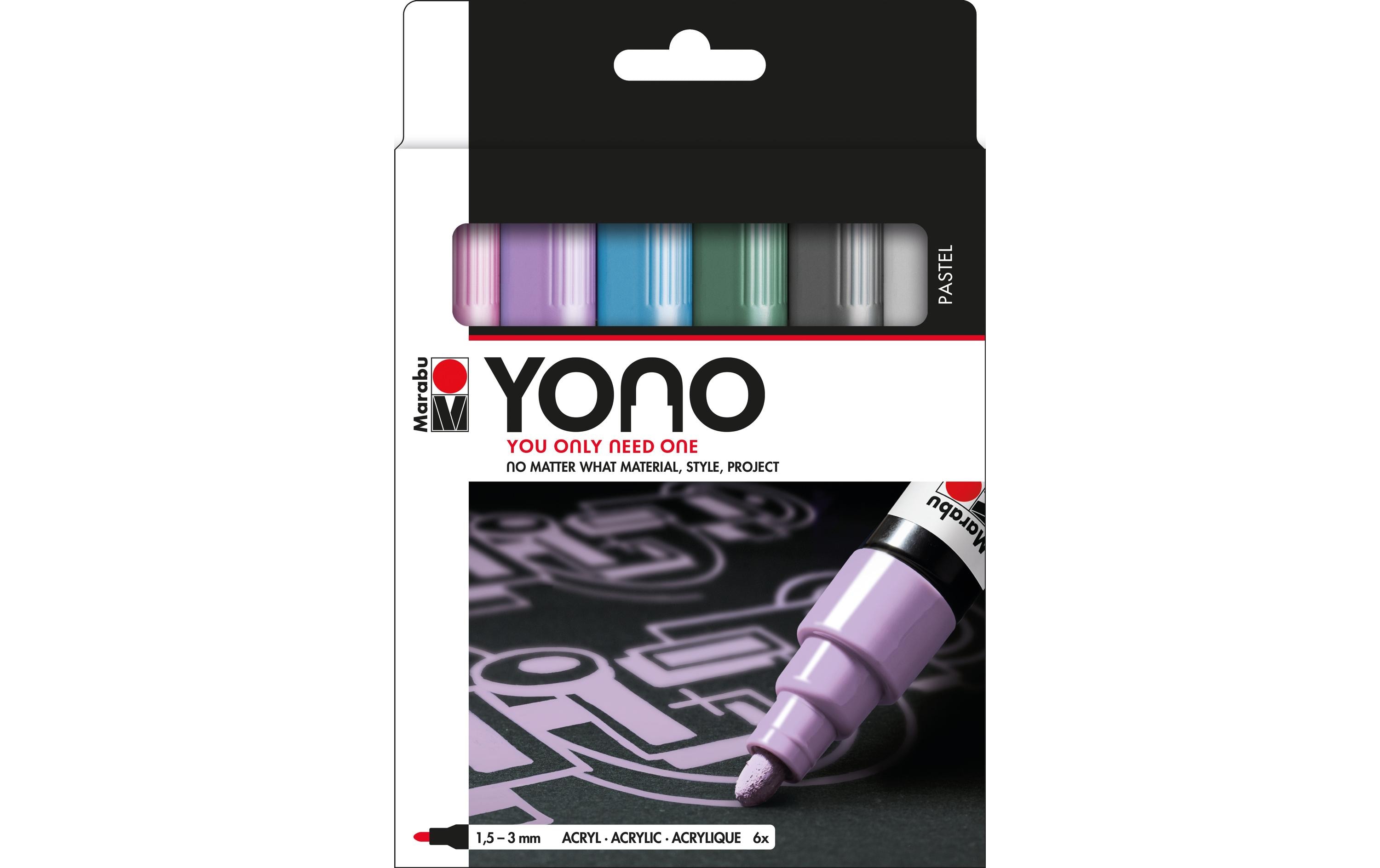 Acrylmarker YONO Set 1.5 - 3 mm 6-teilig, PastellAcrylstifte für alle Fälle