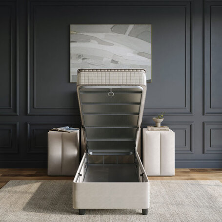 Boxspring met opbergruimte Blackpearl - Beige