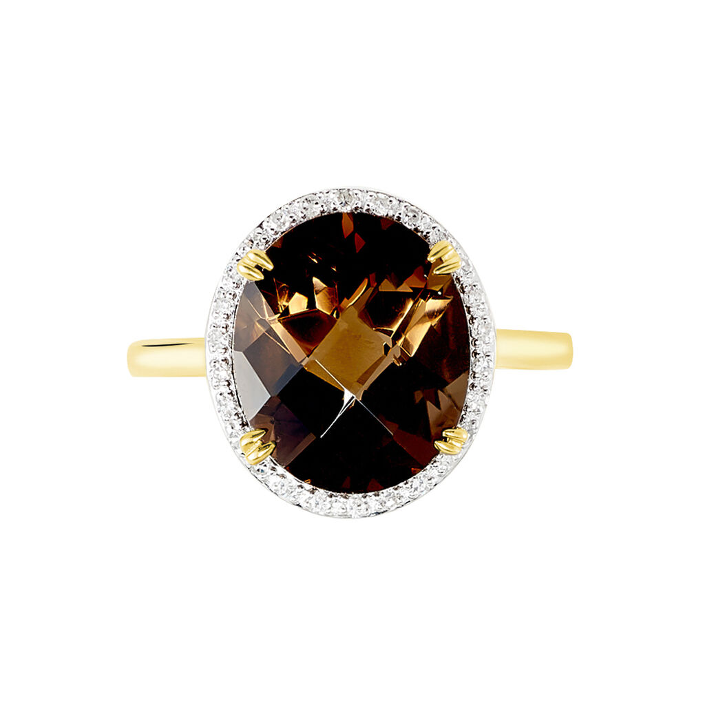 Bague Anna Or Jaune Quartz Et Oxyde De Zirconium