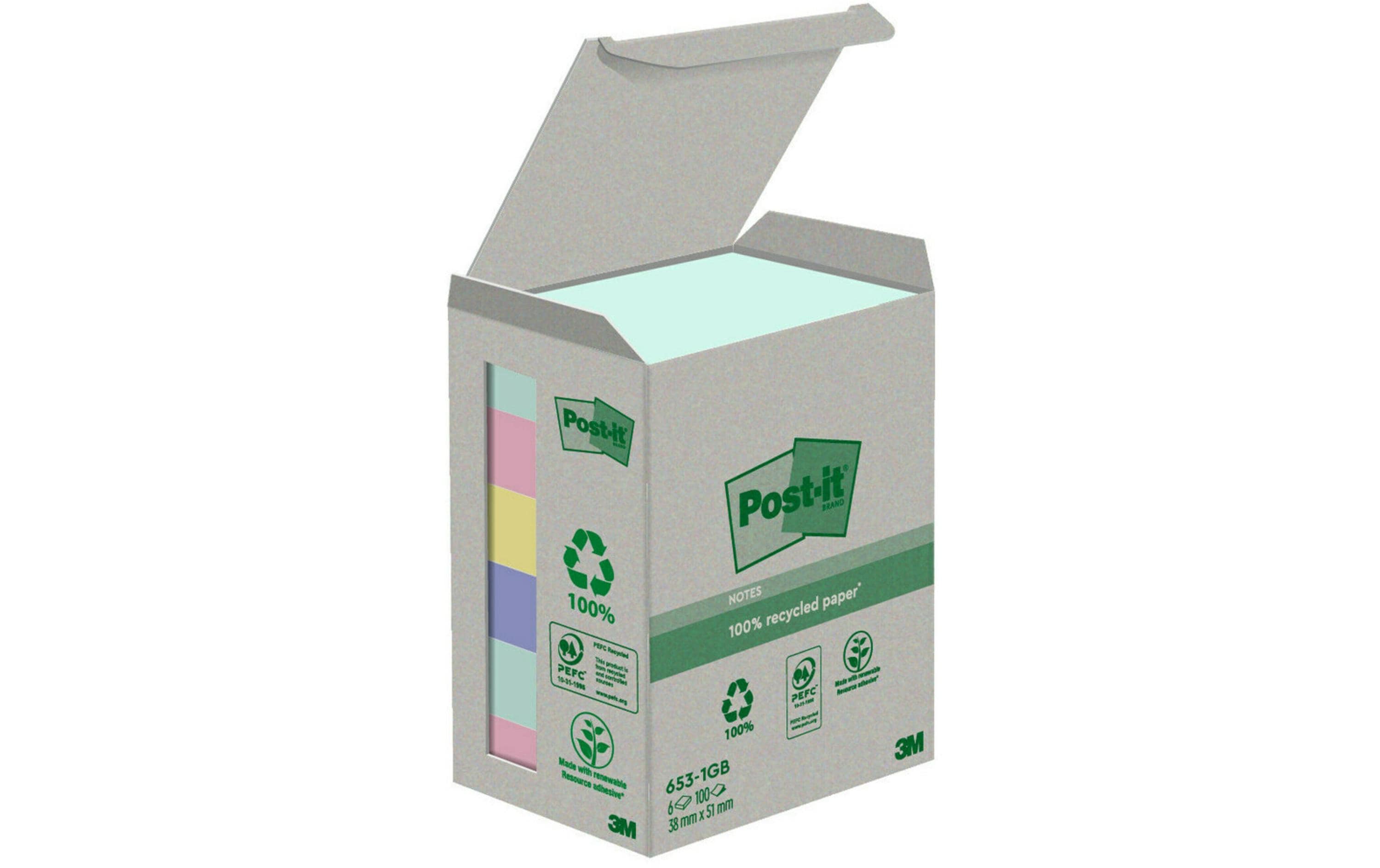Notizzettel Recycling Notes 38 x 51 mmPost-it Recycling Notes in verschiedenen Farben