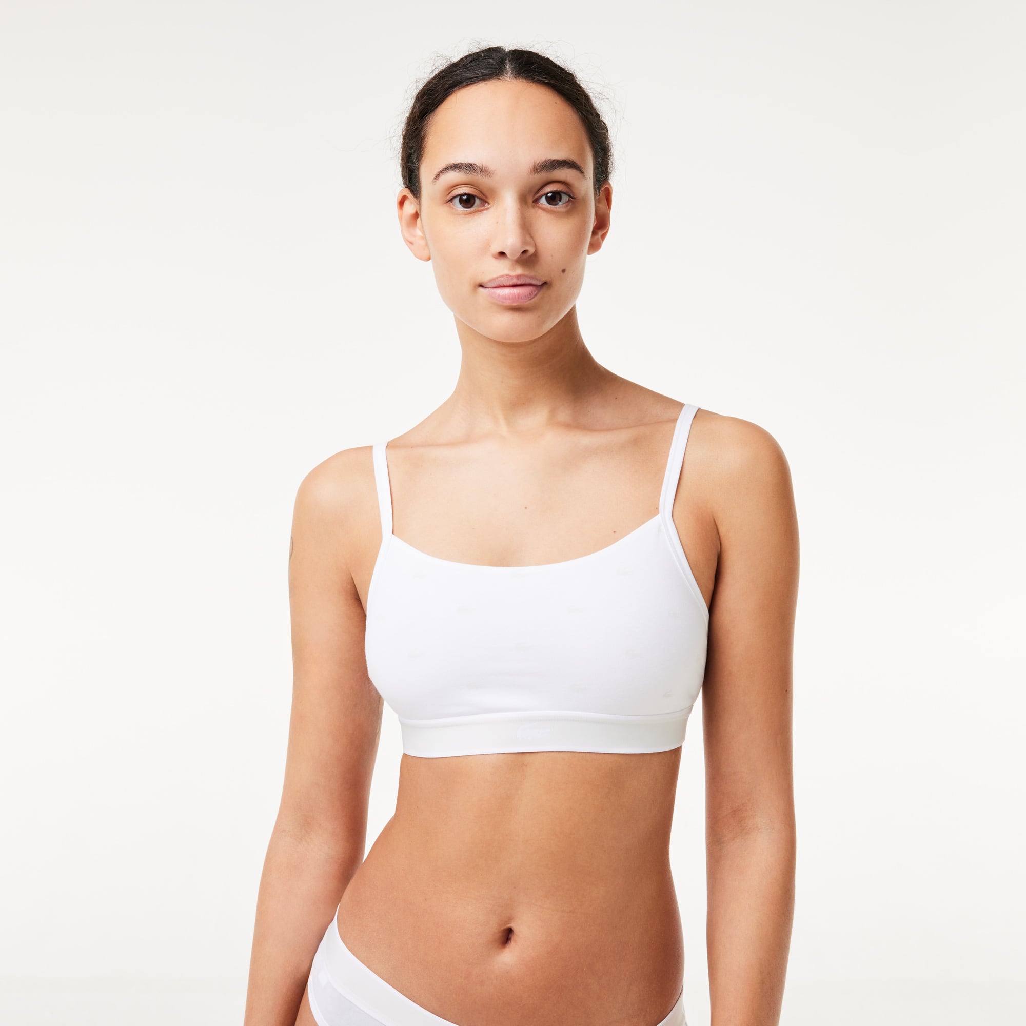 Brassière stretch avec imprimé crocodile Brassières - Blanc - Lacoste - Femme