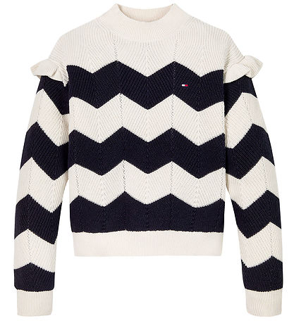 Tommy Hilfiger Bluse - Strick - Wellig Stripe - Ivory Petal Stri
