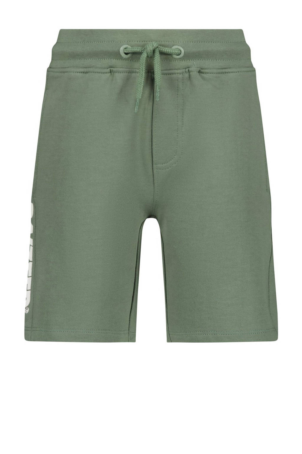 Raizzed sweatshort Djordy met logo olijfgroen