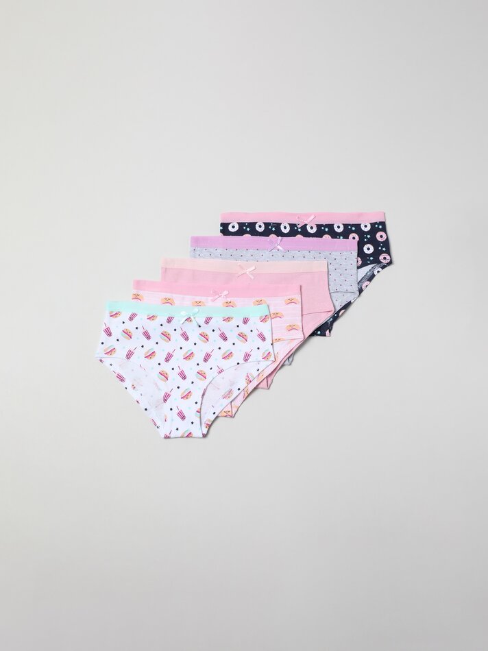 Pacote com 5 calcinhas hipster estampadas - Cores variadas