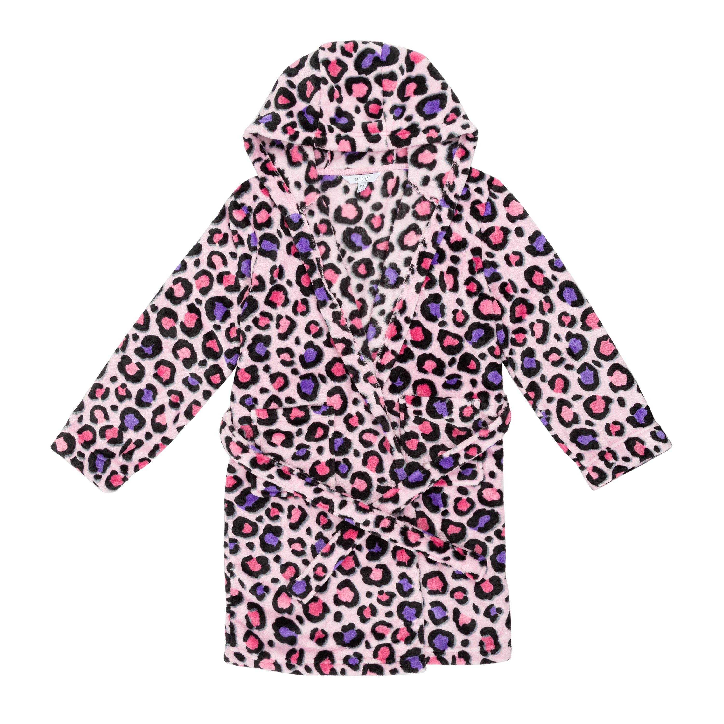 Miso Kids Girls Leopard Dressing Gown