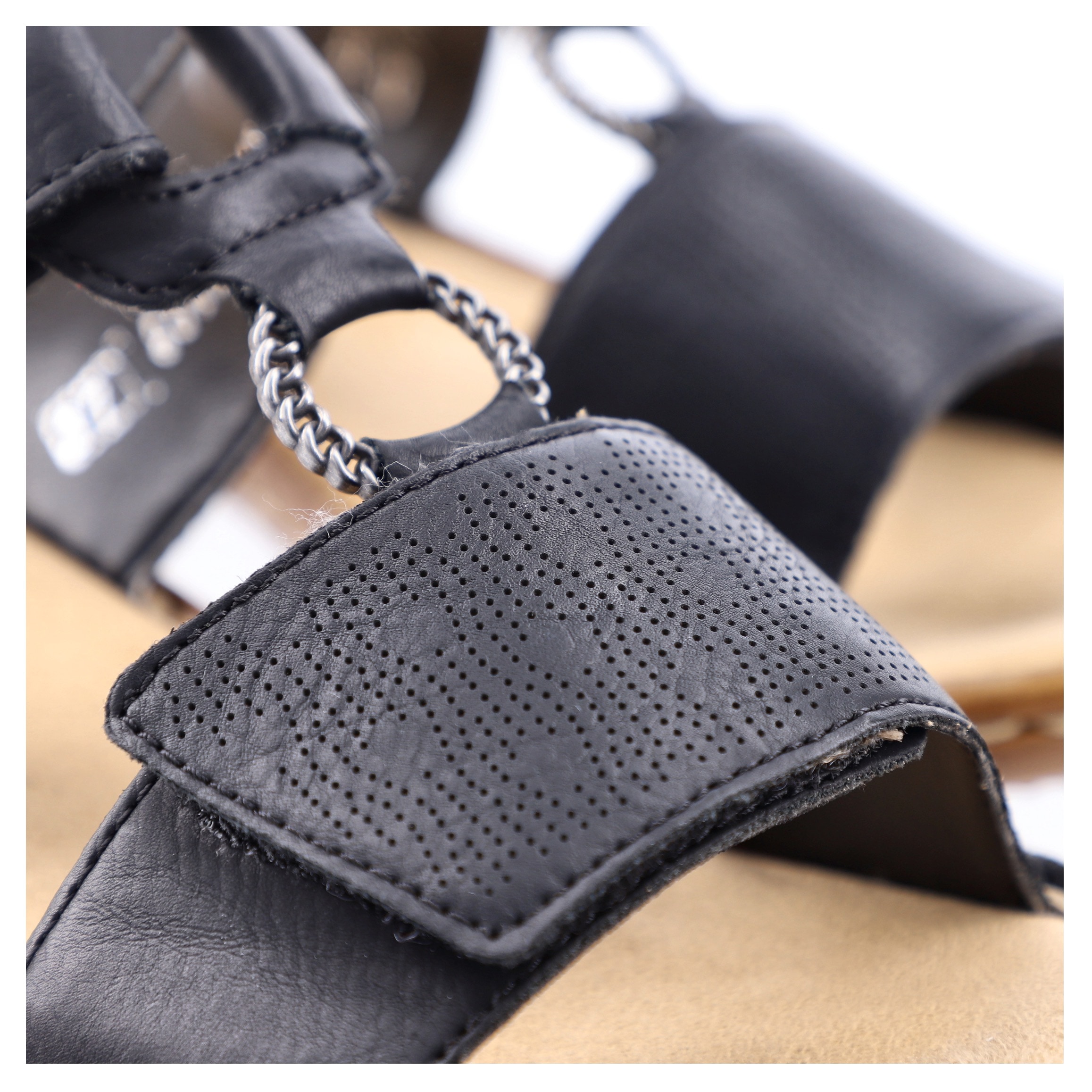Rieker Pantolette  , Keilabsatz, Sommerschuh, Schlappen mit Schmuckring