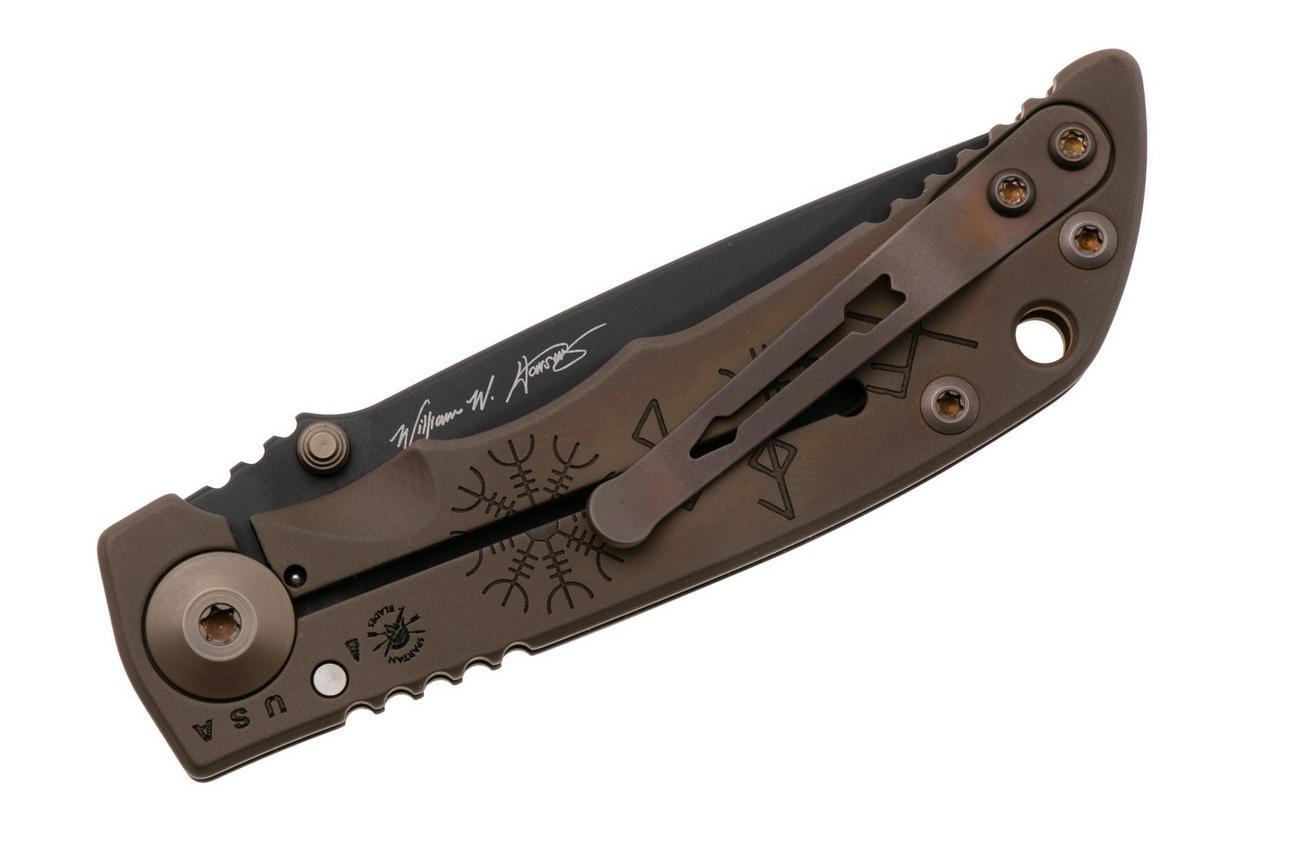 Spartan Harsey Folder 3.25 SF10C-RUN-STAV, PVD CPM MagnaCut, Runes And Staves Brown/Bronze Titanium zakmes