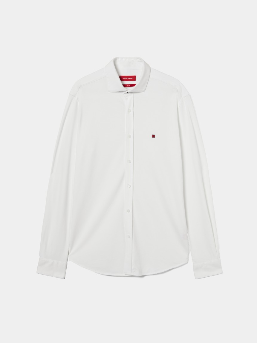 Camisa slim fit de malha em algodão