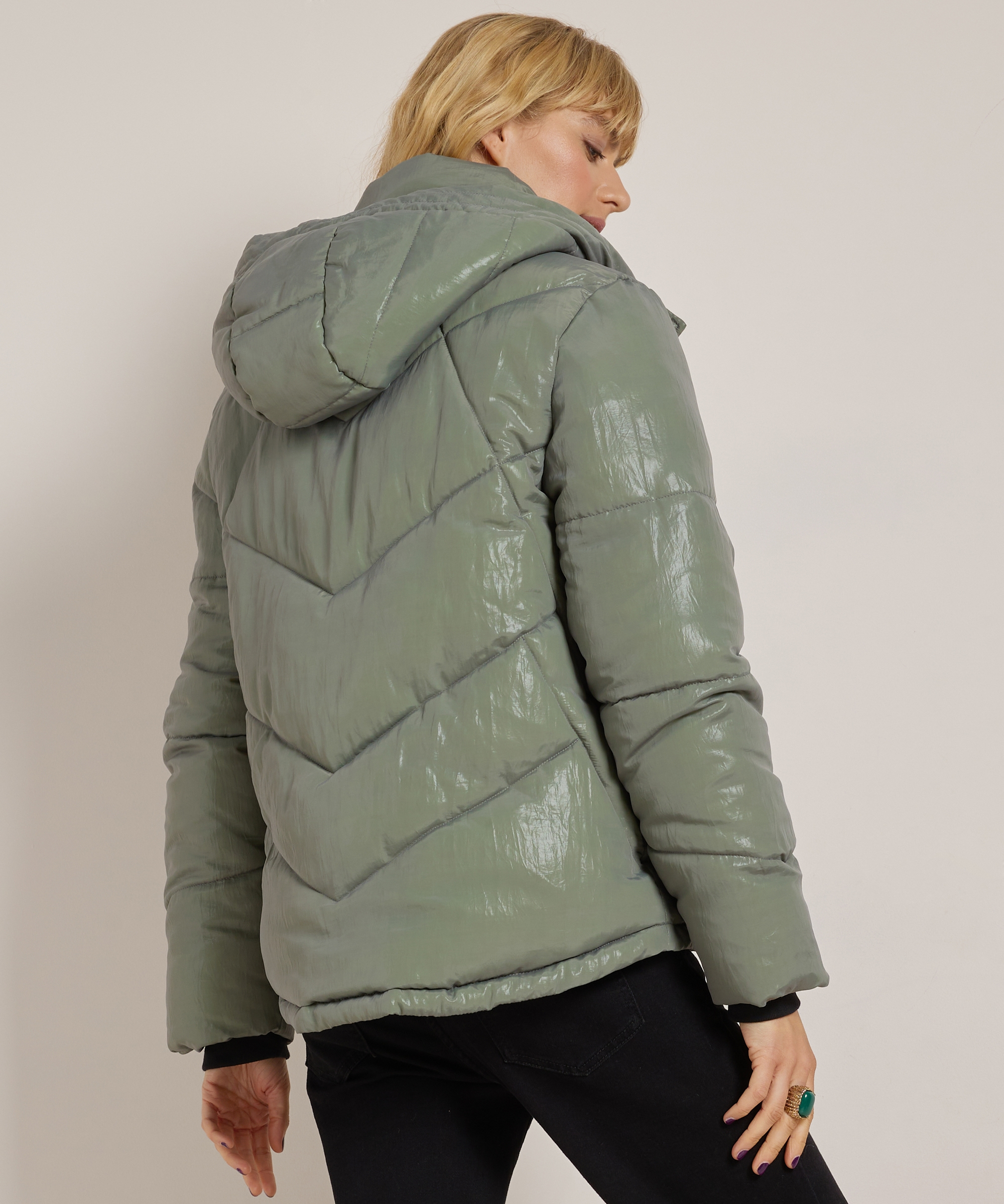 groene ski jas met glans