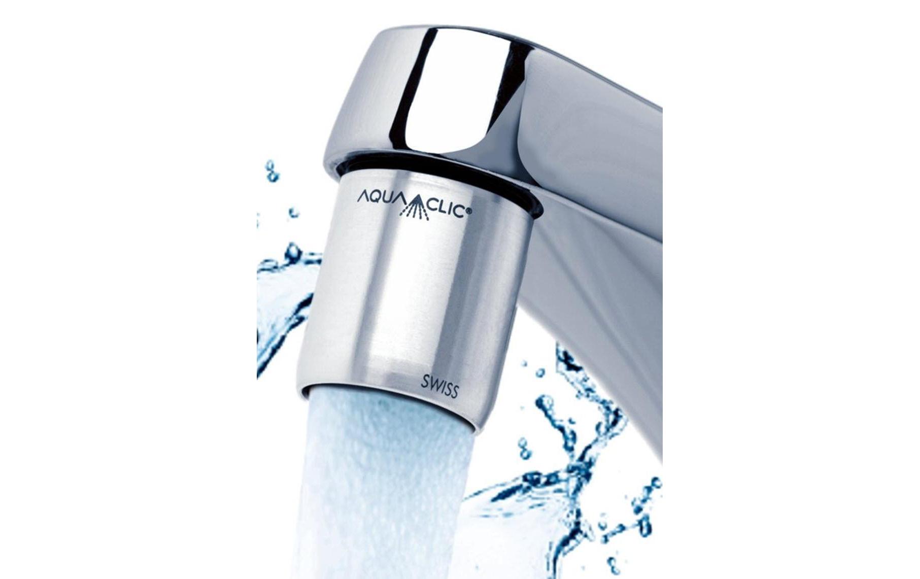 Strahlregler AquaClic Inox Pur50 % Wasser sparen, passend für jede Standartarmatur