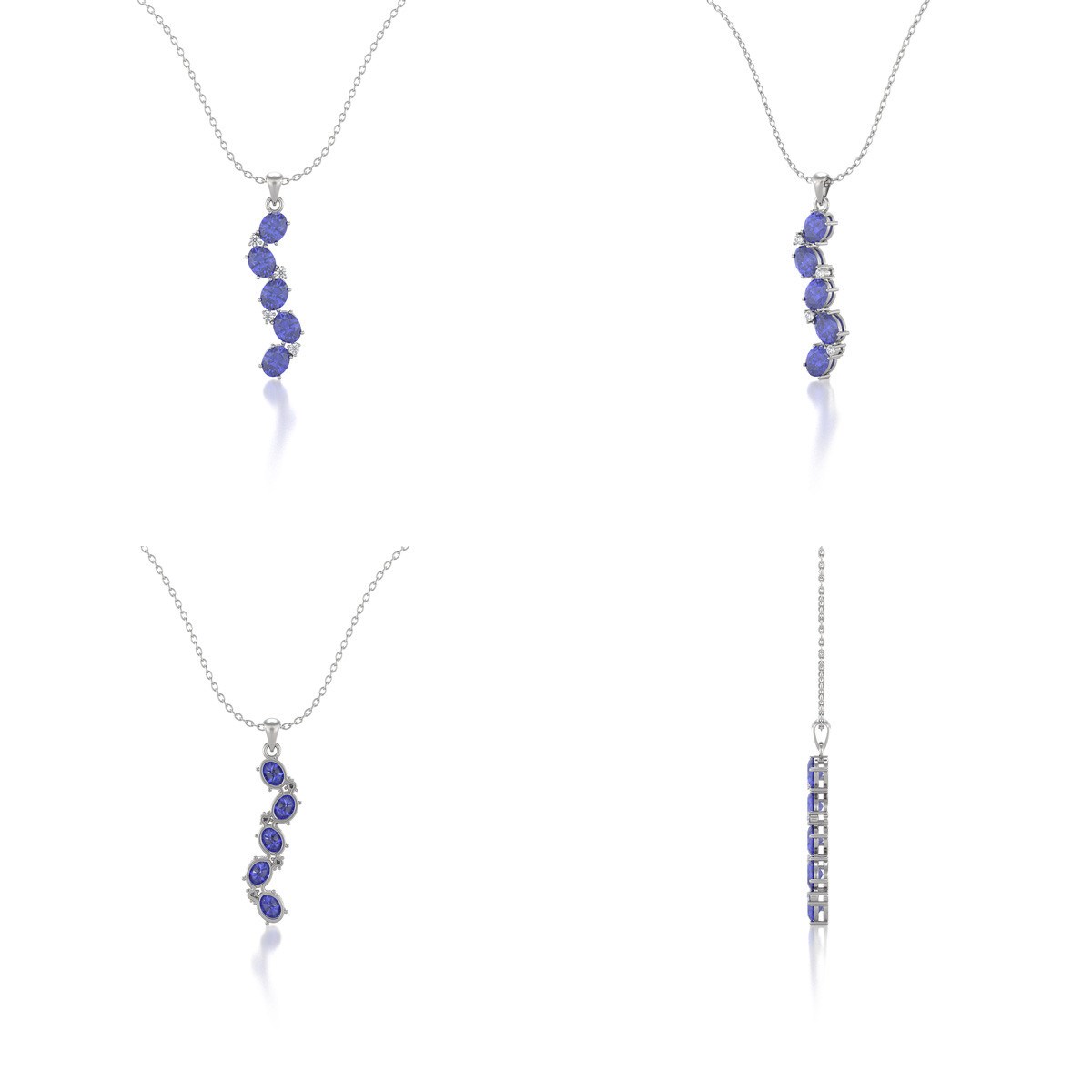 Collier Pendentif Tanzanite et Diamant en Argent 925 - Cadeau de Fiançailles Éblouissant | Aden