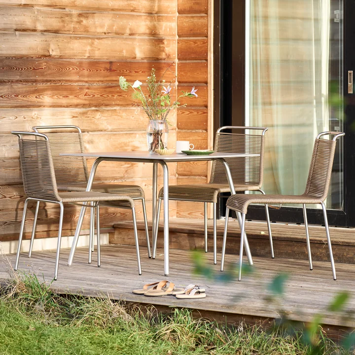 FDB Møbler - M20 Teglgård Stuhl Outdoor, Kordel hellgrau