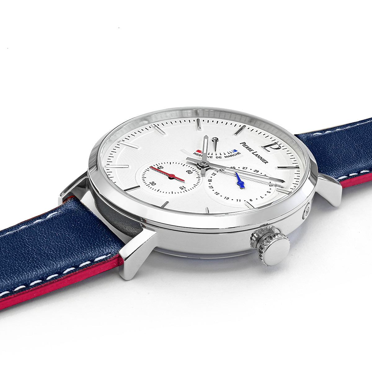 Montre Pierre Lannier homme acier cuir bleu