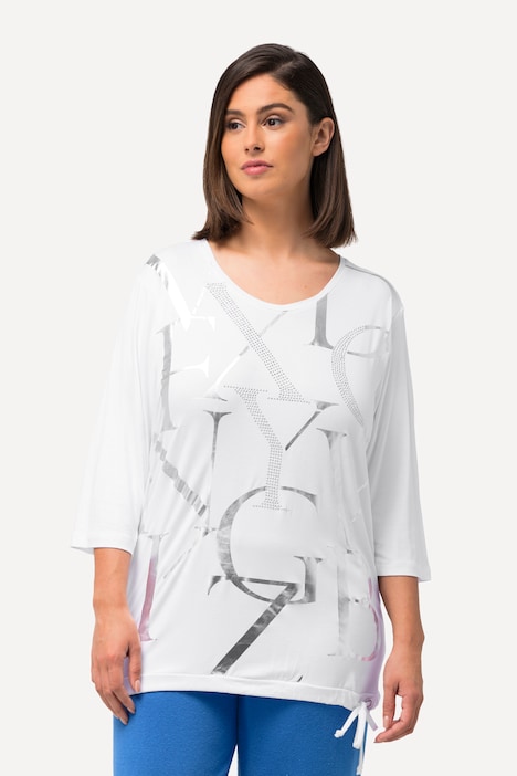 Shirt, Buchstaben, Saumband, Rundhals, 3/4-Arm