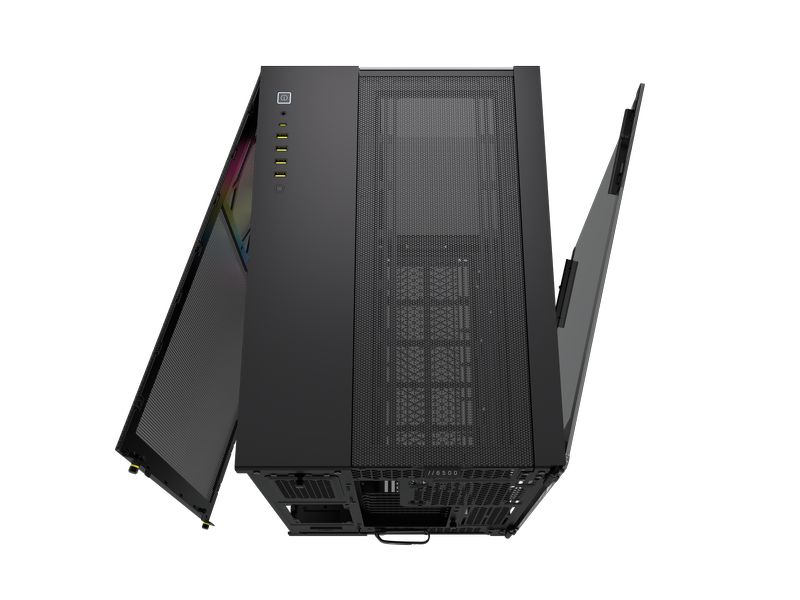 Corsair PC-Gehäuse 6500X RGB Schwarz Mid-Tower PC-Case mit Zwei-Kammer-Design, herausragendem Luftstrom und vorinstallierten RGB-Lüftern