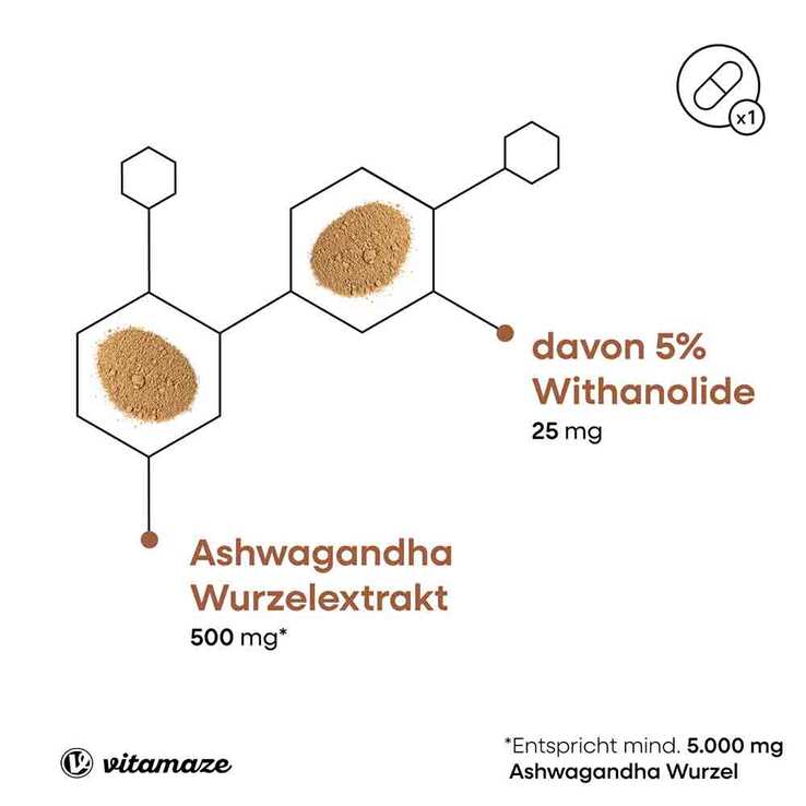 Ashwagandha Extrakt 500 mg Kapseln vegan, 90 St