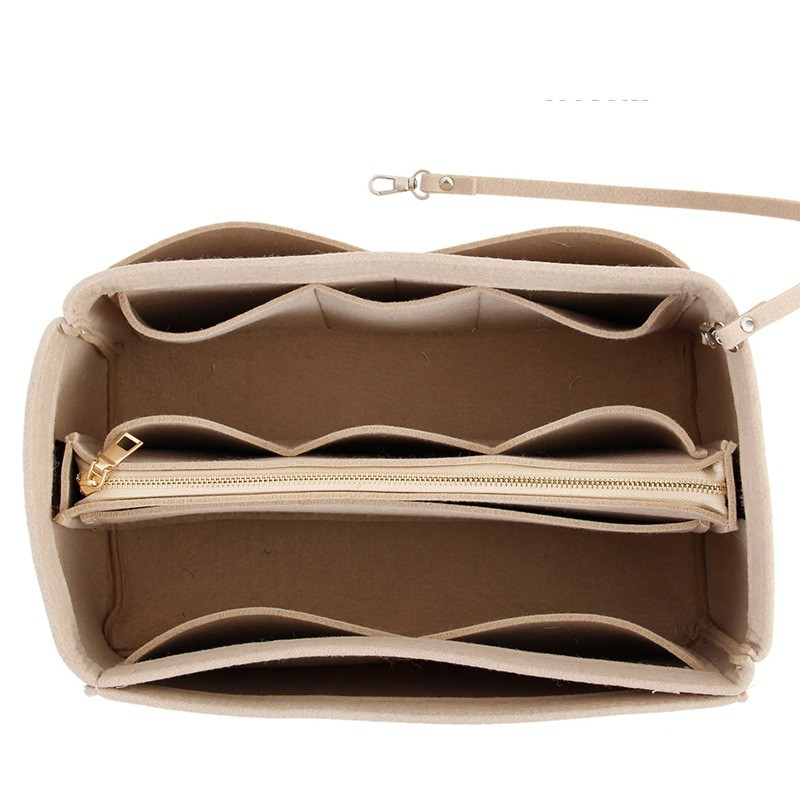 (30x18cm) Stoff Universal Handtaschen Organizer Taschen Aufbewahrungs Einsatz - Beige