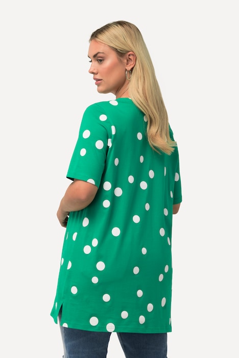 Longshirt, Punkte, A-Linie, Carree-Ausschnitt, Halbarm