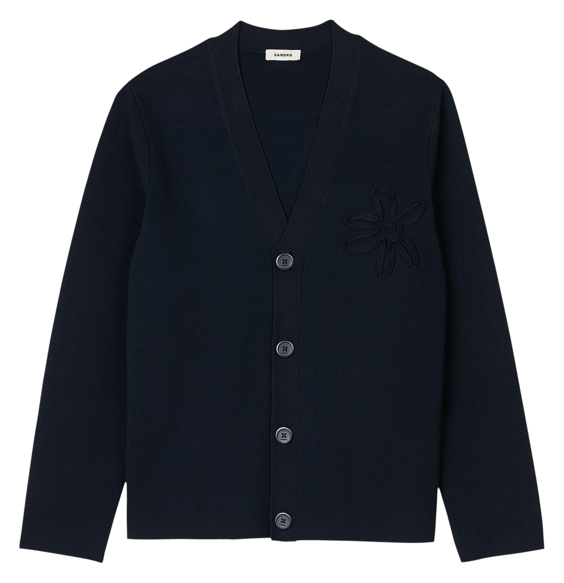Cardigan droit col V| Bleu