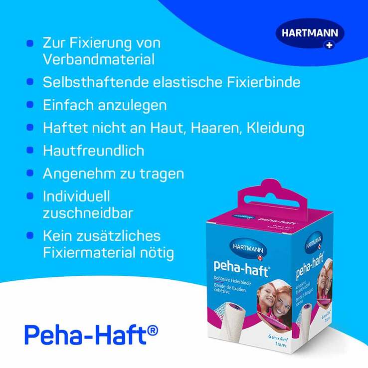 peha-haft® Kohäsive Fixierbinde latexfrei 6 cm x 4 m, 1 St