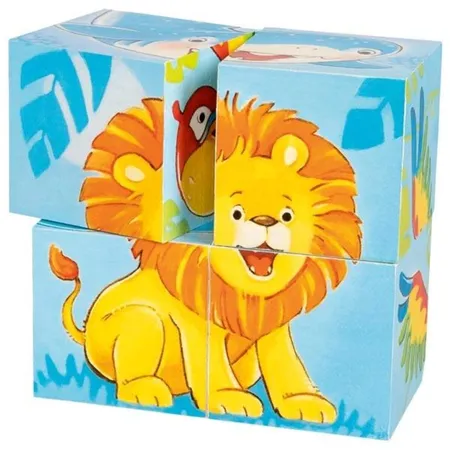 goki Würfelpuzzle Wildtiere 4teilig