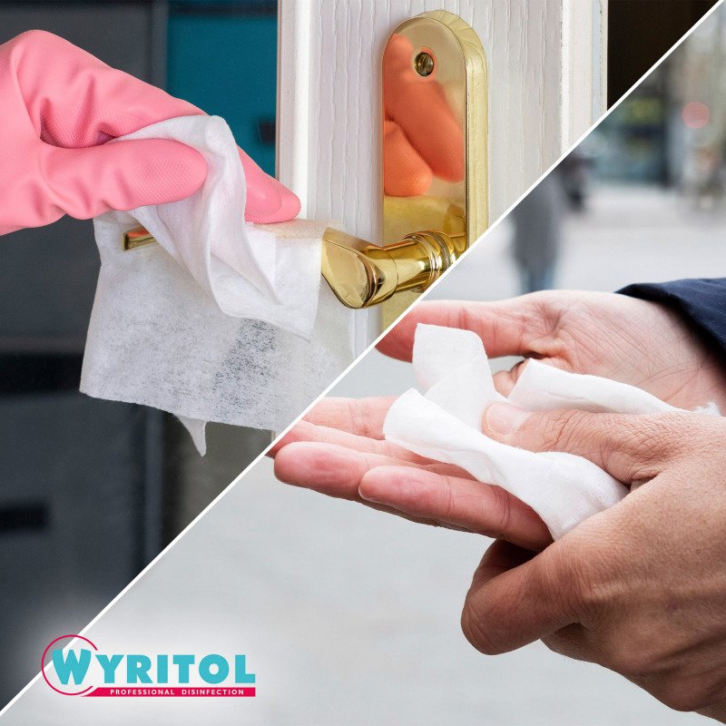 Lingettes nettoyantes désinfectantes mains Wyritol Professional Desinfection - Boîte de 100