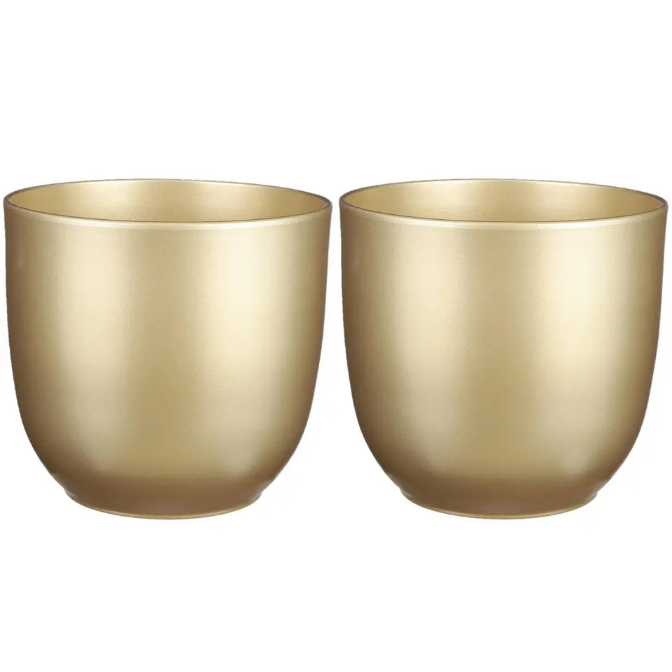 Mica Decorations Bloempot - goudkleurig - keramiek - 25 x 23 cm