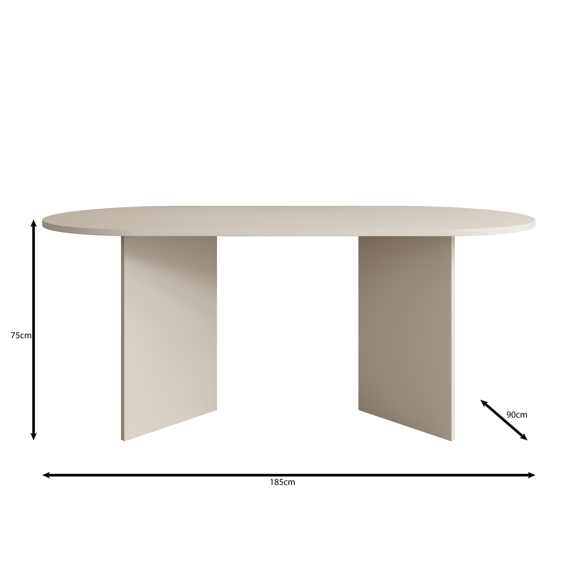 Glenne - Eetkamertafel ovaal - Zwart marmerlook - 185x90x75 cm