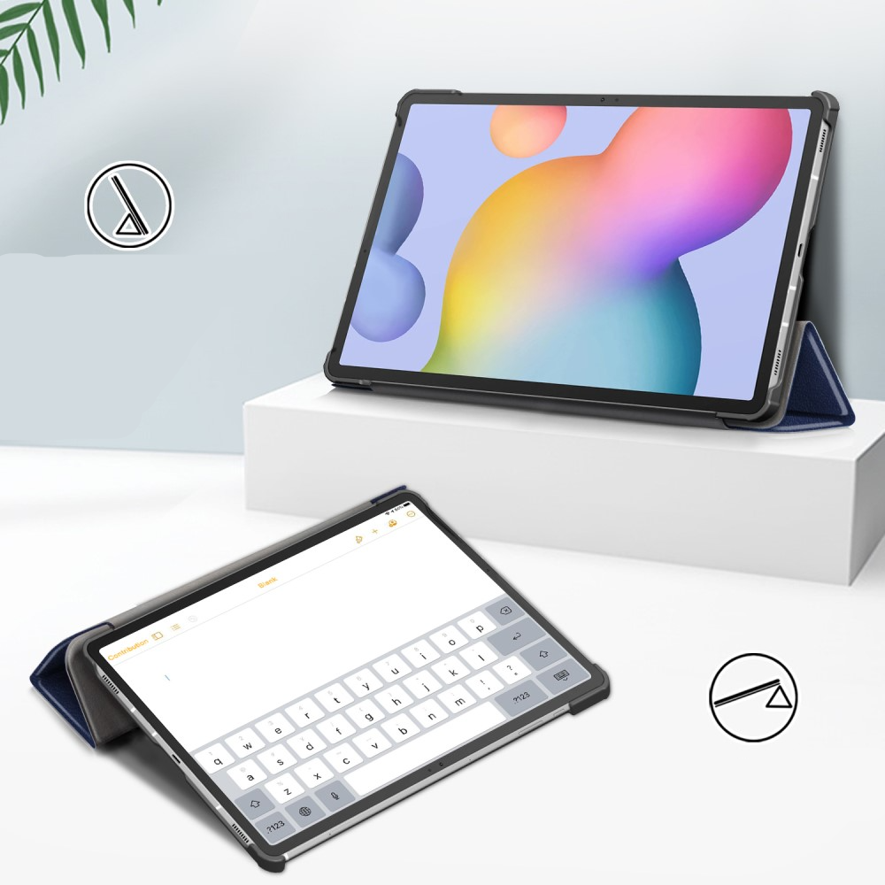 Samsung Galaxy Tab S8 / Tab S7 Leder Tasche Smart Case Hülle   S-Pen Halterung - Dunkelblau / Schwarz