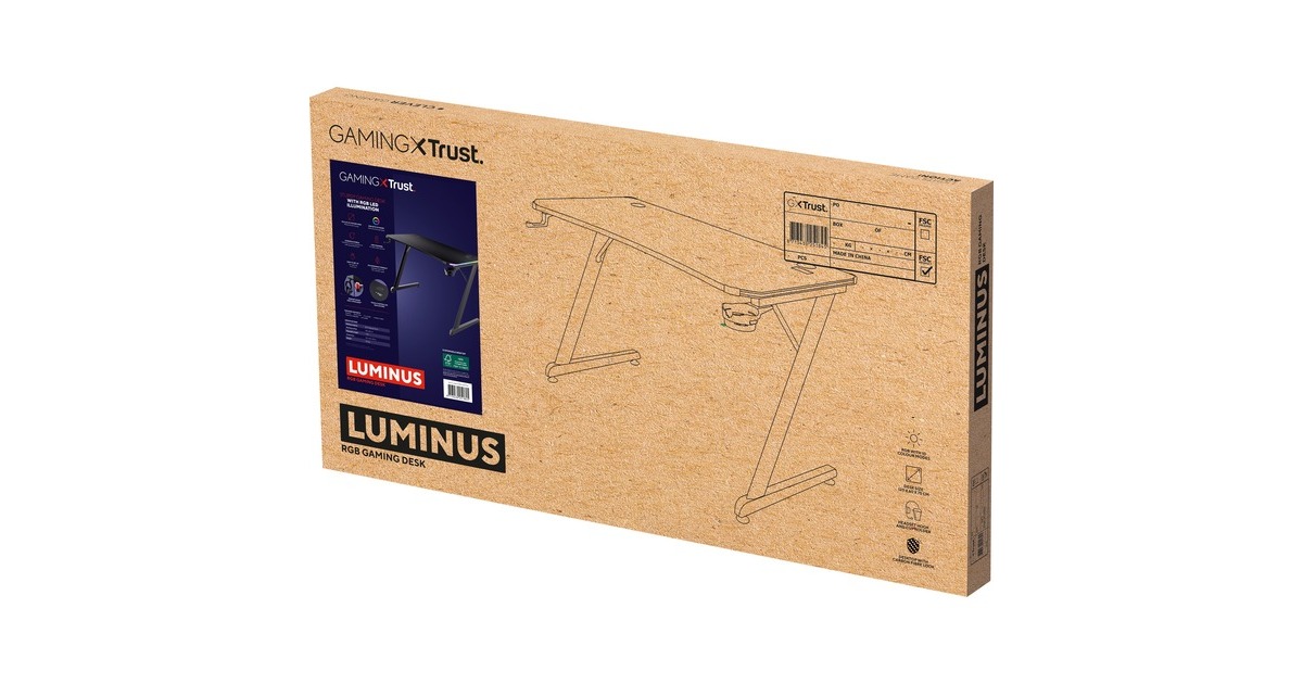 TrustGXT 709 Luminus RGB-gamingbureau gaming desk  (Zwart)