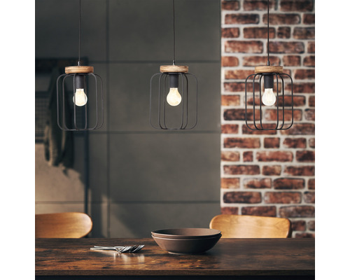 Hanglamp, 3-lichts, HxLxB 142x20x100 cm, zwart/antiek/bruin