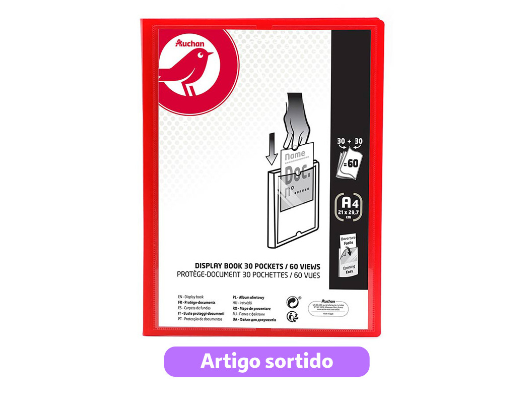 PORTFÓLIO AUCHAN A4 30 30 BOLSAS CORES SORTIDAS