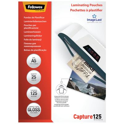 Fellowes - 25 pochettes de plastification A4 (216 x 303 mm) - 125 microns - brillantes