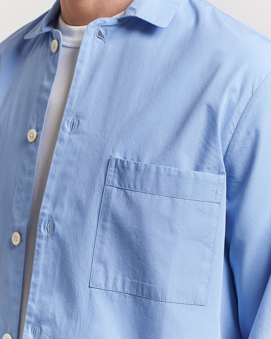Tekla Poplin Pyjama Shirt Cornflower Blue