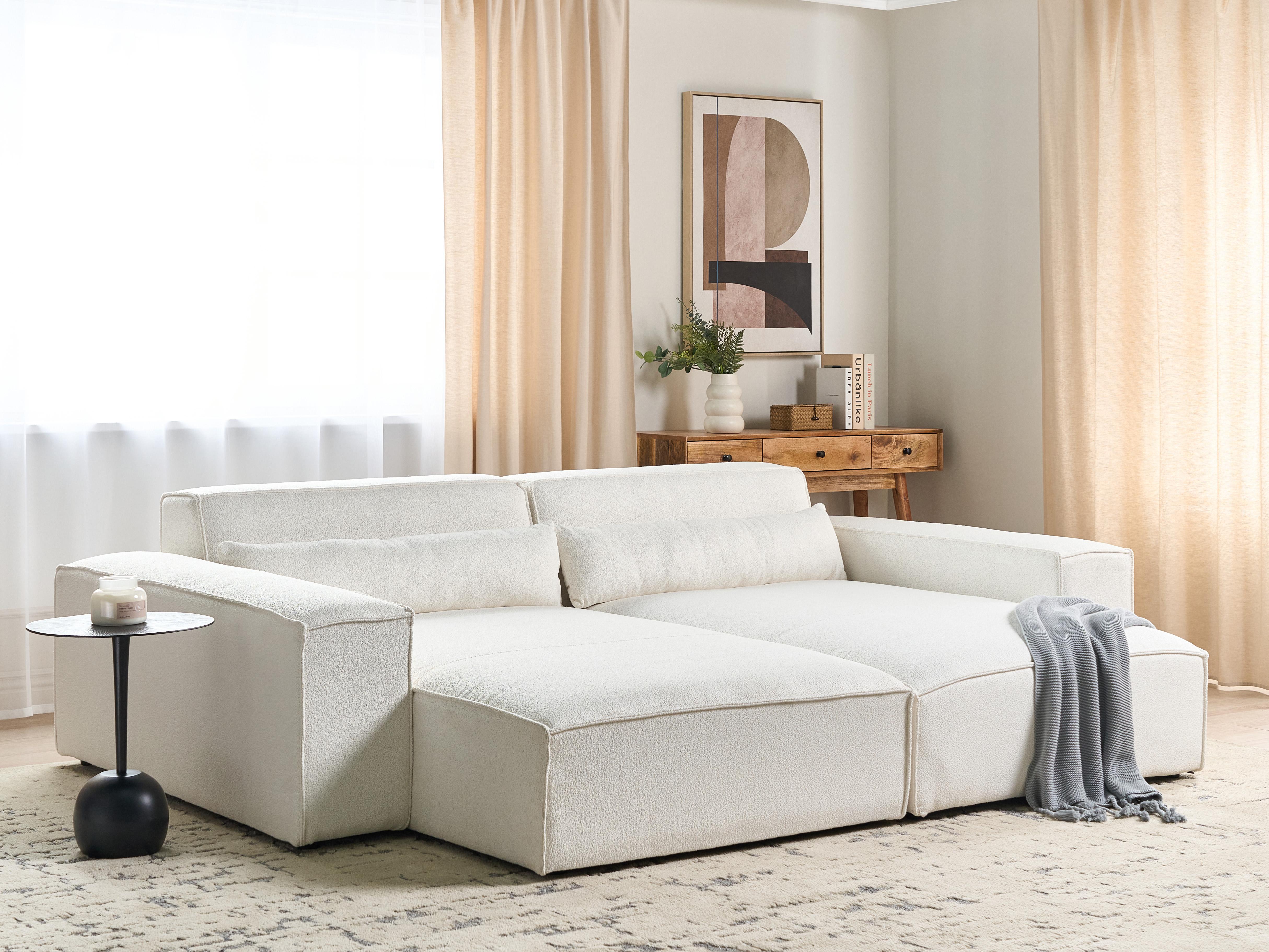 Rechtszijdige chaise longue HELLNAR Bouclé Gebroken wit