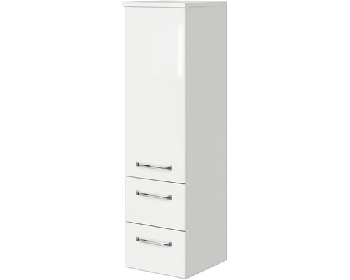 Pelipal Kumba badkamermeubelset (B x H x D 137 x 200 x 50 cm), glanzend witte fronten, 5-delige set inclusief witte mineraalstenen wastafel, halfhoge kast, onderkast en bovenkast (99.770125093)