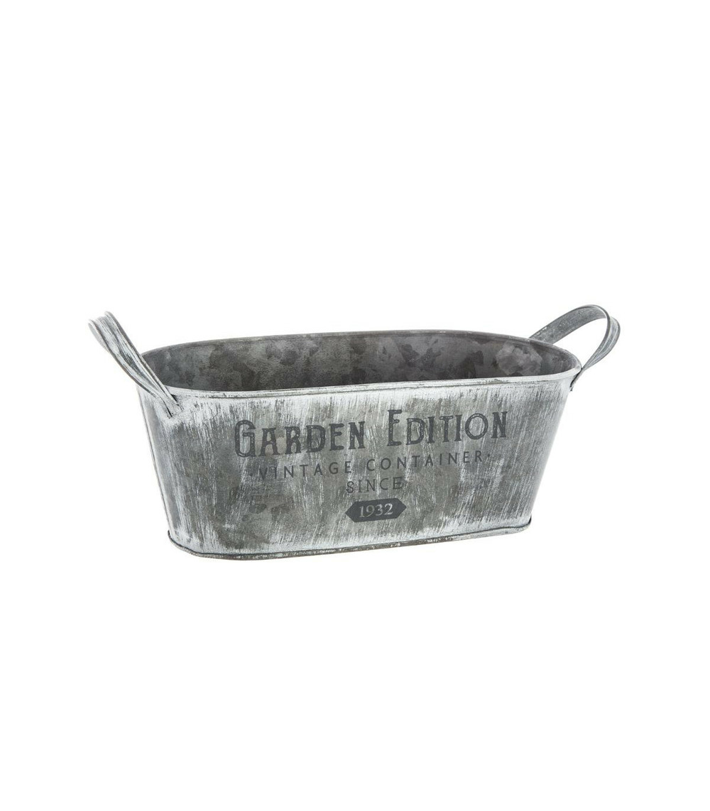 Lot de 3 jardinières en métal gris vintage