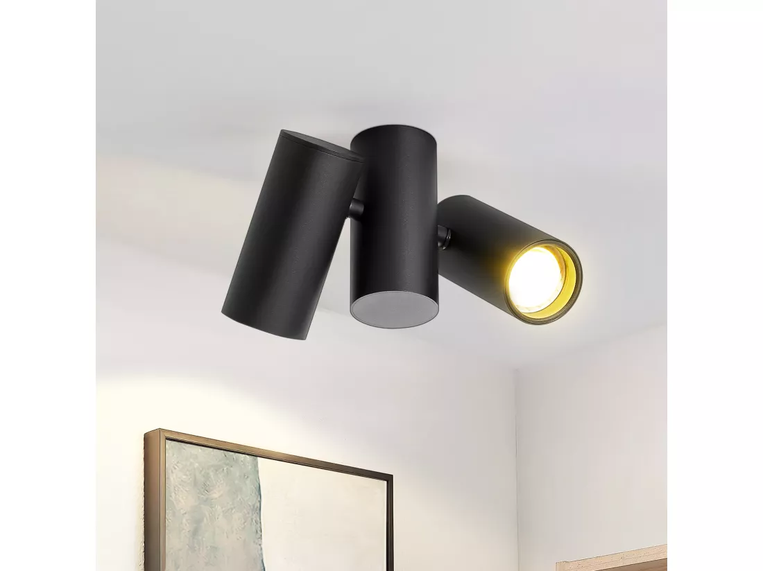 NETTLIFE Plafonnier 2 Spots de Plafond Noirs - GU10 Métal Moderne Pivotant 180°Intérieur MAX.25W pour Salon Couloir Chambre Cuisine (sans Ampoule)