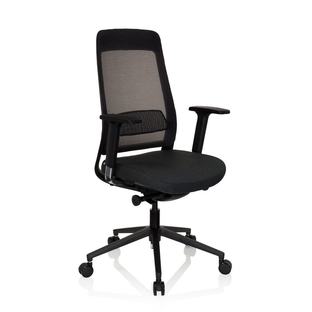 Profi Bürostuhl CHIARO T1 BLACK Stoff/Netzstoff mit Armlehnen (höhenverstellbar) hjh OFFICE