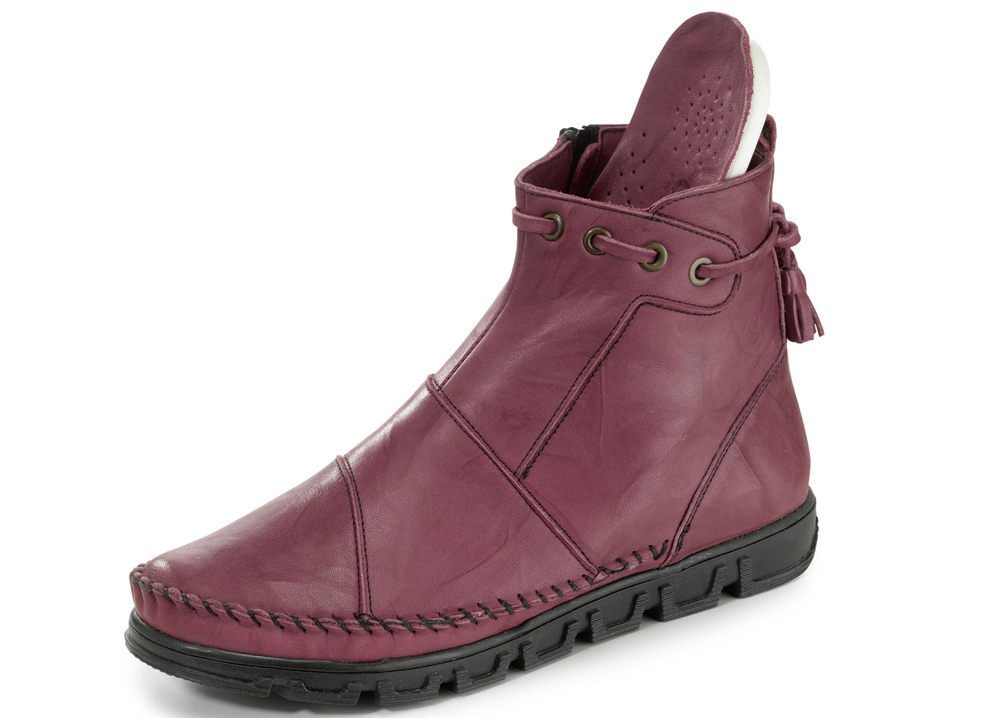 Gemini Mokassin-Stiefelette aus Rind-Nappaleder mit Knitter-Struktur