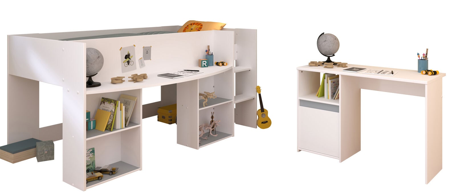 Parisot Kinderzimmer PIROUETTE 17 weiß / grau / rosa