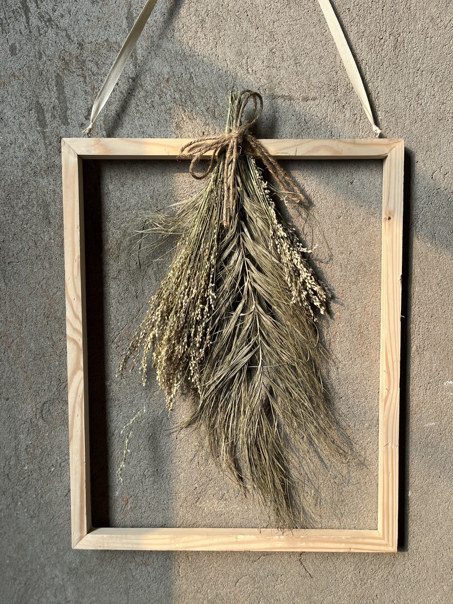 Chinesisches Liebesgras in Holzrahmen, H 50 cm, B 40 cm von fischer's lagerhaus