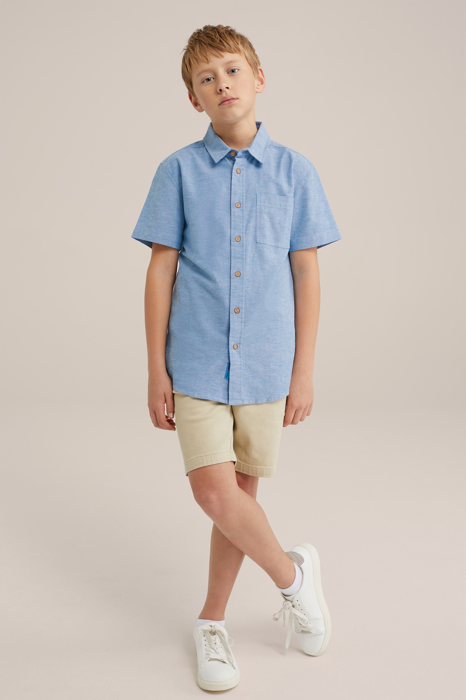 Jongens overhemd met borstzak WE Fashion Lichtblauw