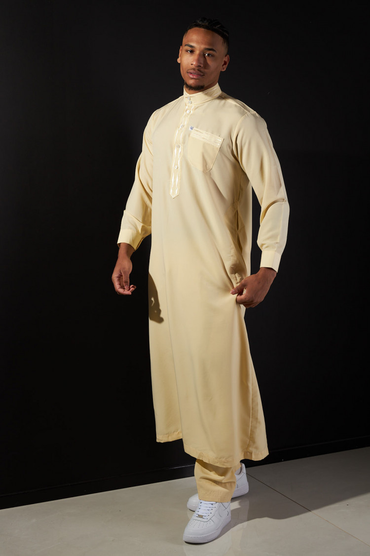 Ensemble 2 pièces qamis + pantalon jaune